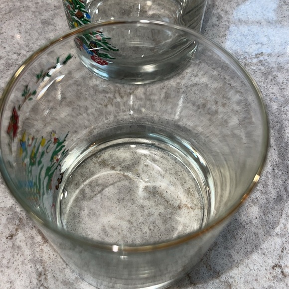 Vintage Set Of 4 Eggnog Low Ball Glasses Christmas Tree Angel Holiday Tradition - Picture 7 of 8
